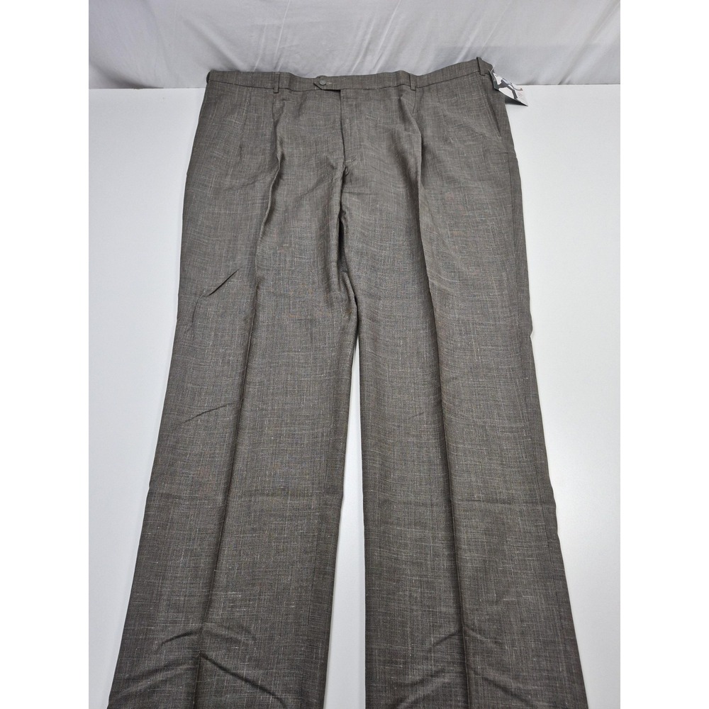 Palm Beach Reflex Dress Pants Mens 54x36 Gray Wool Linen Pleated Straight NWT